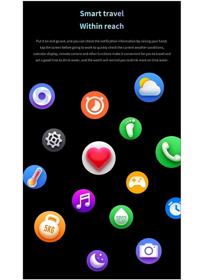 WISME - Smart watch WISME-1 with Bluetooth calling function (answer/make calls), fitness tracking watch with sleep monitoring function, suitable for iPhone/Android, IP68 waterproof Curved Glass -Black - Image 1