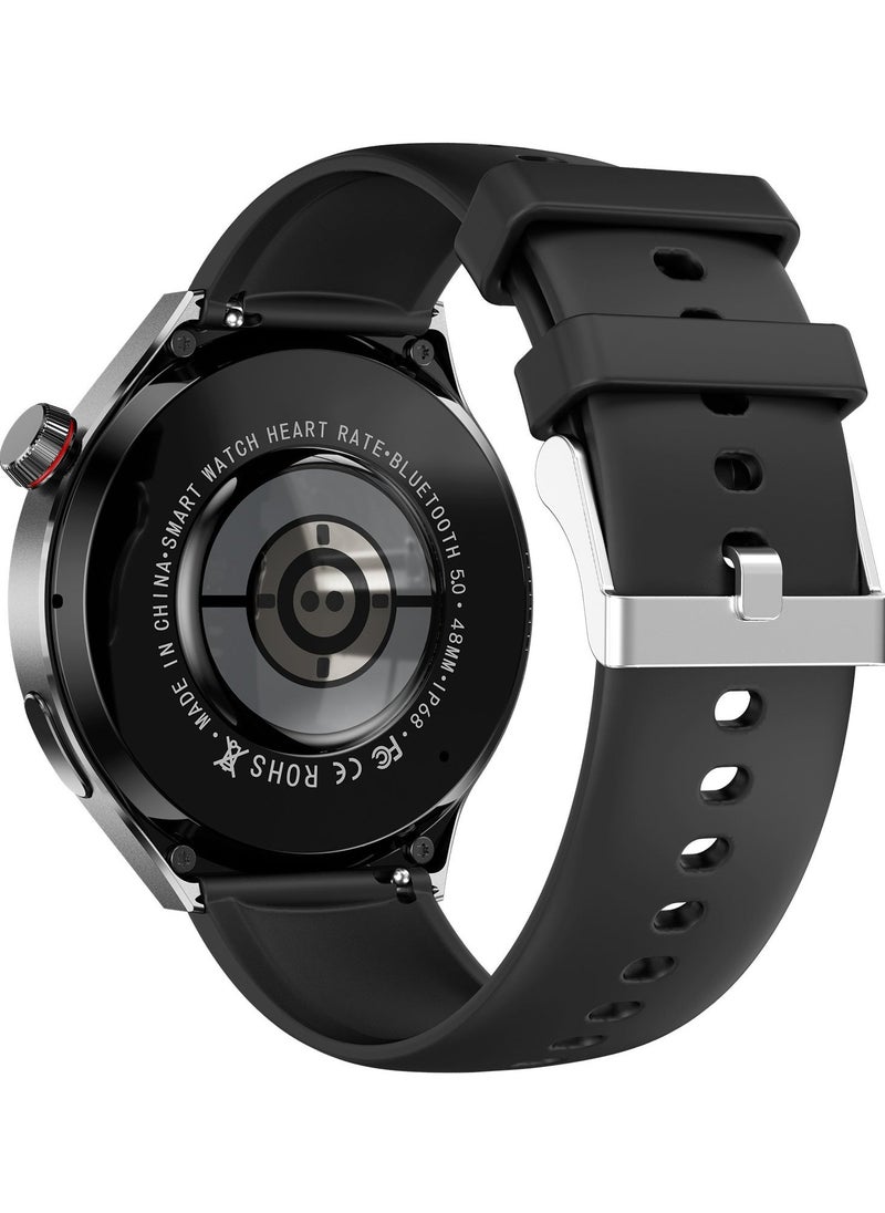 WISME - Smart watch WISME-1 with Bluetooth calling function (answer/make calls), fitness tracking watch with sleep monitoring function, suitable for iPhone/Android, IP68 waterproof Curved Glass -Black - Image 1