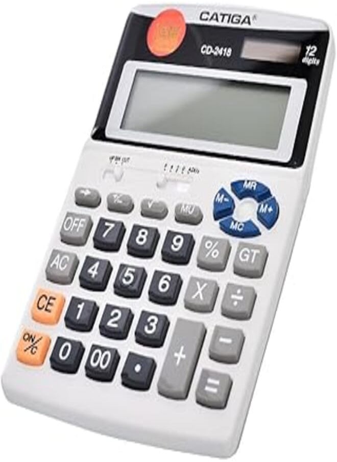 CATIGA Catiga CD-2418 High Quality Electronic Calculator Two Power And 12 Digits With Plastic Keys For Office And School - Multi Colour 