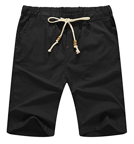 NITAGUT Men's Linen Casual Classic Fit Short (XS(US 28-30), 011Black) - Image 2