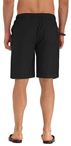 NITAGUT Men's Linen Casual Classic Fit Short (XS(US 28-30), 011Black) - Image 5