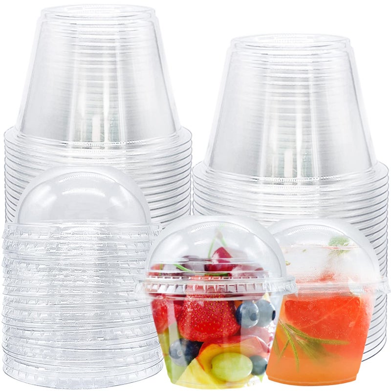 Tiaiidi Clear Plastic Cups with Lids6 oz50 Pack Mini Parfait Cups with Dome LidsNo HoleDisposable Party Dessert Cups for Cold DrinksFruitCupcakeIce CreamSnackCandy