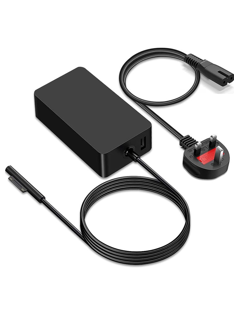 Generic - 65W 15V 4A Power Adapter Replacement for Microsoft Surface Laptop 1 2 3 Surface Go Surface Book Power Supply Charger for Surface Pro3 Pro4 Pro5 Pro6 Pro7 ProX Tablet with 5V1A USB Charging Port - Image 1