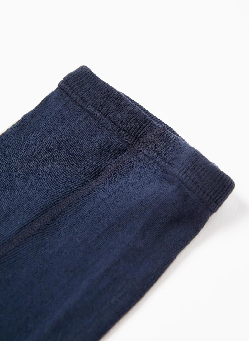 زيبي Anti-Pilling Ribbed Tights for Baby Girls, Dark Blue