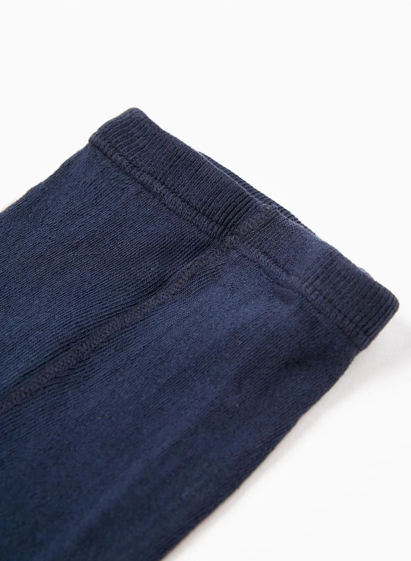 زيبي Anti-Pilling Ribbed Tights for Baby Girls, Dark Blue