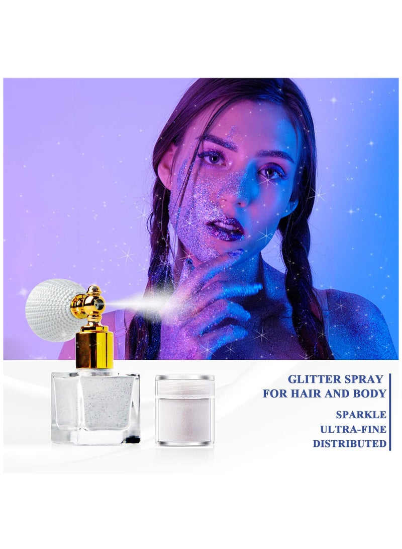 Generic Body Glitter Spray in White Orange with Gold Glitter Powder - Shimmer Highlighter Loose Powder for Body, Face, Hair, Clothes, Nail Art & Craft Design (Includes 1 Spray Bottle + 2 Extra Bottles)  - Image 3