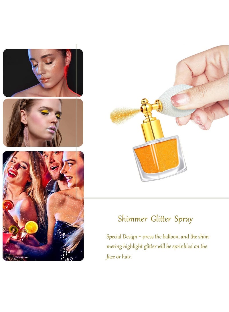 Generic Body Glitter Spray in White Orange with Gold Glitter Powder - Shimmer Highlighter Loose Powder for Body, Face, Hair, Clothes, Nail Art & Craft Design (Includes 1 Spray Bottle + 2 Extra Bottles)  - Image 5