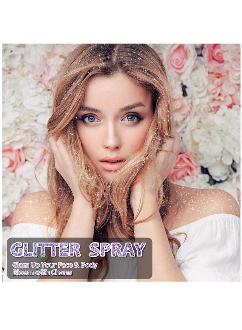Generic Body Glitter Spray in White Orange with Gold Glitter Powder - Shimmer Highlighter Loose Powder for Body, Face, Hair, Clothes, Nail Art & Craft Design (Includes 1 Spray Bottle + 2 Extra Bottles)  - Image 2