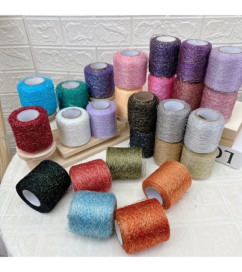 Light Purple 2.76in Wide Spider Web Net Gauze For Wedding Party DIY Bow Decoration - Image 1