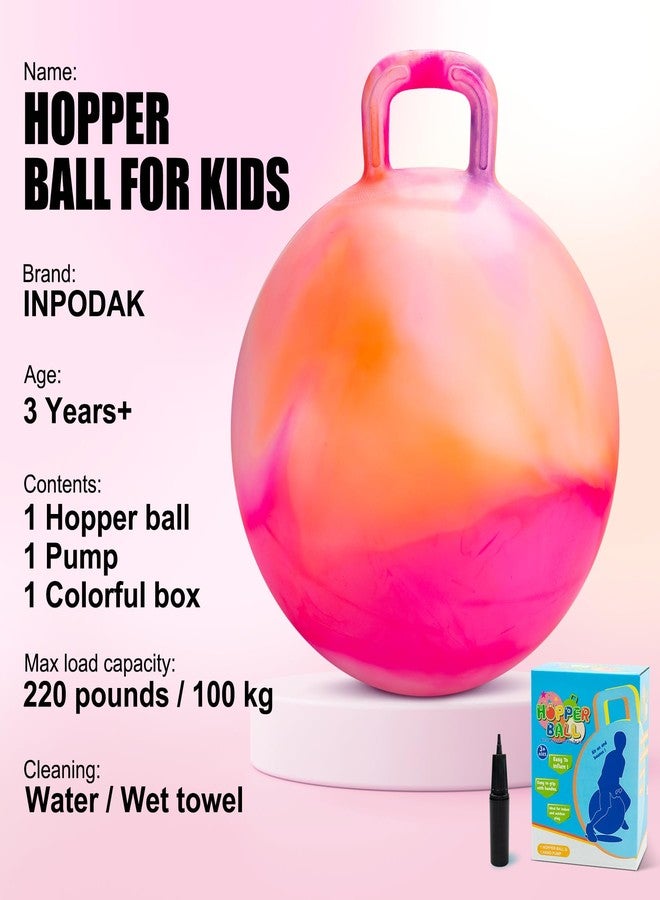 INPODAK Hopper Ball 18 Inch Bouncy Ball with Handle for Kids, Hippity Hop Jumping Bounce Hopping Toy for Boys Girls Ages 3-6 Includes Pump and Gift Box Great Gift for Birthday - Image 2