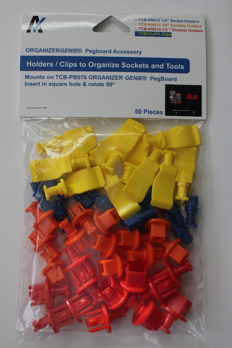 Ascend Tools Universal Clips Socket Holders 50 pcs Accessories for Organizer Genie Pegboards to Organize Tools Mix Pack of Universal Clips and Assorted Socket Holders - Image 3