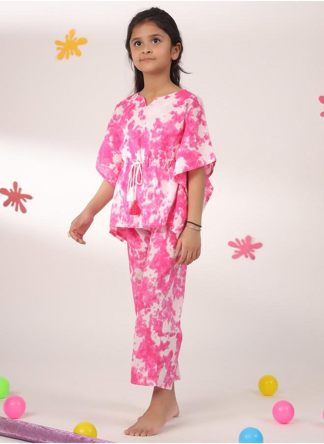 sanskrutihomes Tie-Dye Print Drawstring Top and Pyjama Set by Styli  - Image 2