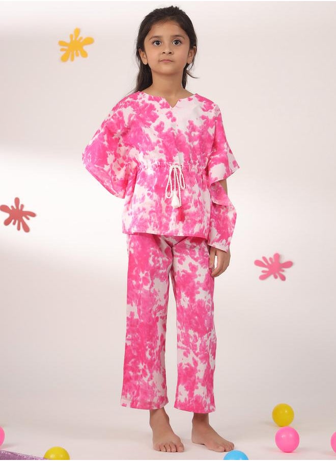 sanskrutihomes Tie-Dye Print Drawstring Top and Pyjama Set by Styli  - Image 1