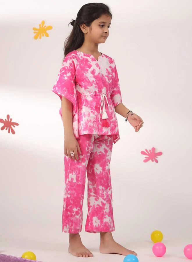 sanskrutihomes sanskrutihomes Tie-Dye Print Drawstring Top and Pyjama Set