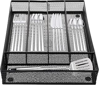 Cedilis Cutlery Tray, 5 Compartments Flatware Organizers, Metal Kitchen Utensil Drawer Silverware Tray, The Mesh - Image 1