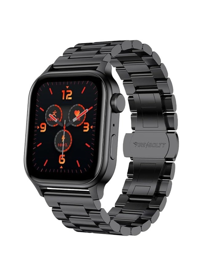 Fire-Boltt Rise Smart Watch 1.85″ with Bluetooth Calling, AI Voice Assistant, Rotating Crown, SpO2 & Heart Rate Monitor, 123 Sports Modes, IP67 Waterproof Metal Smartwatch for Men & Women - Black - Image 1