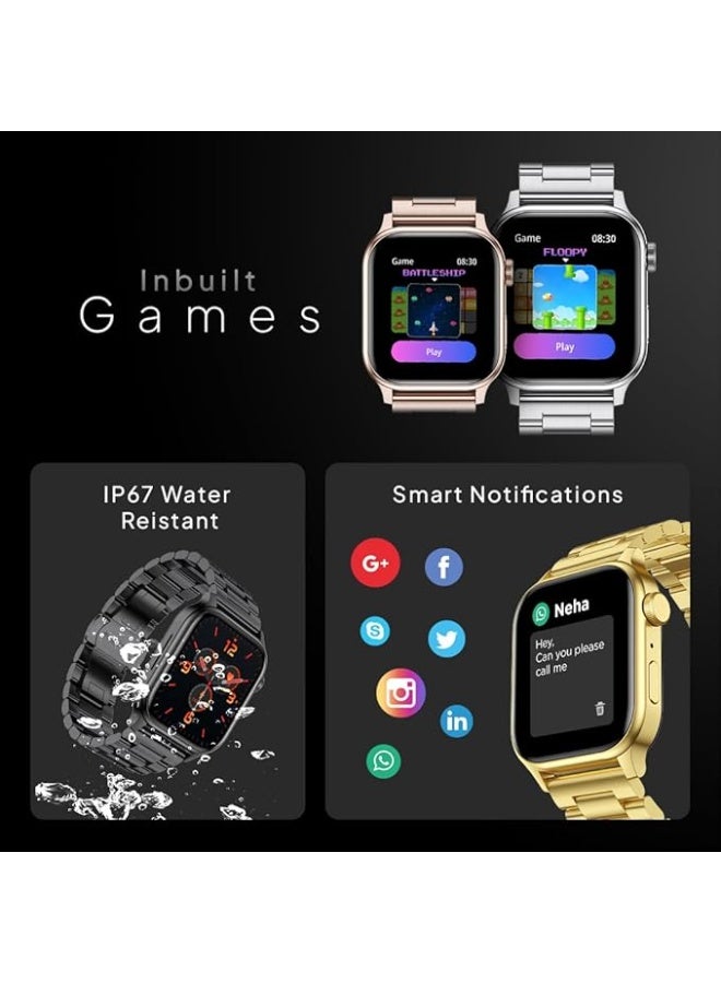 Fire-Boltt Rise Smart Watch 1.85″ with Bluetooth Calling, AI Voice Assistant, Rotating Crown, SpO2 & Heart Rate Monitor, 123 Sports Modes, IP67 Waterproof Metal Smartwatch for Men & Women - Black - Image 4