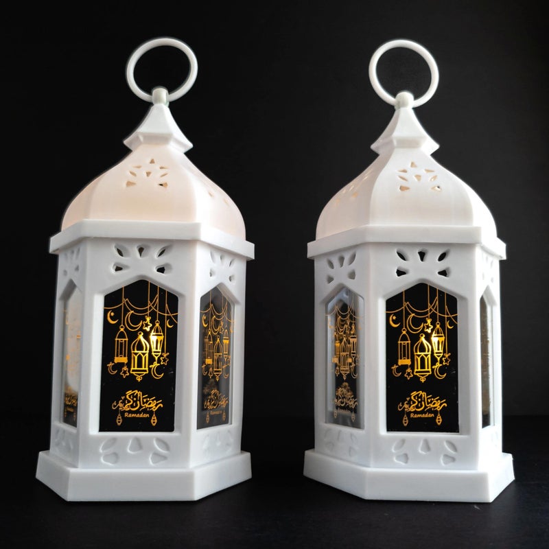 OLEEK أوريك رمضان مصابيح مصابيح فانوس (2pcs -8in) - زخارف رمضان للمنزل - هدايا رمضان للأطفال - زخارف رمضان لجدار الجدار في الهواء الطلق والعيد - Image 1