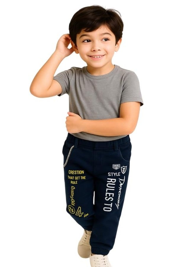 Krystle Kid's Stylish Cotton Denim Regular Fit Jeans Jogger Pant for Infant Toddler Baby Boy's N Girl Cool Print (Dark Blue,8-9 Years) - Image 2