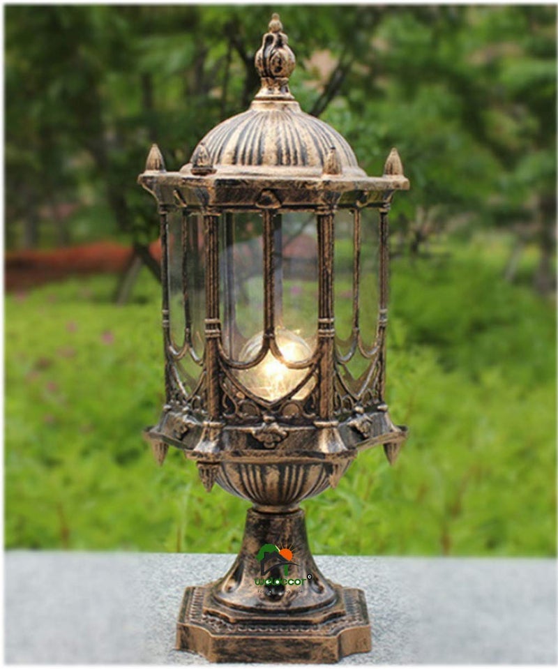 Weldecor Antique Outdoor Main Gate Light for HomeMetal Decorative Architectural Design Waterproof Rustproof for Garden Exterior Compound Wall Piller Pole Set of 2 - Image 2