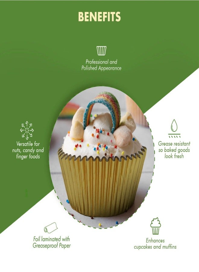 Regency Wraps Foil Baking Cups, 96 Mini Gold Laminated Greaseproof, Non-Stick Attractive Wrappers for Easy Removal of Cupcakes, Muffins and More - Image 4