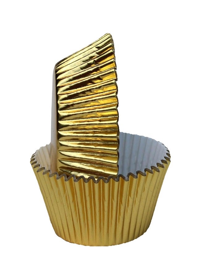 Regency Wraps Foil Baking Cups, 96 Mini Gold Laminated Greaseproof, Non-Stick Attractive Wrappers for Easy Removal of Cupcakes, Muffins and More - Image 1
