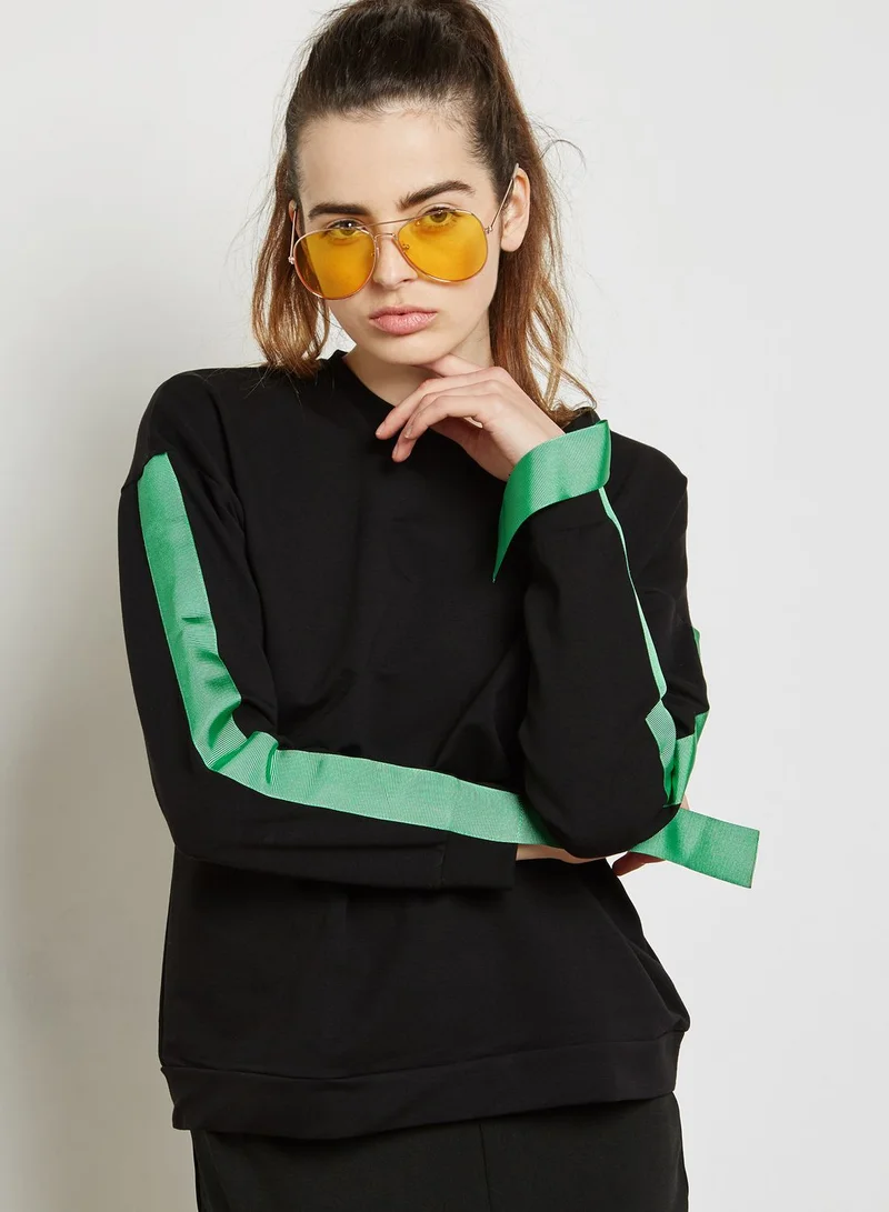 Ginger Contrast Paneled Sleeve Sweatshirt