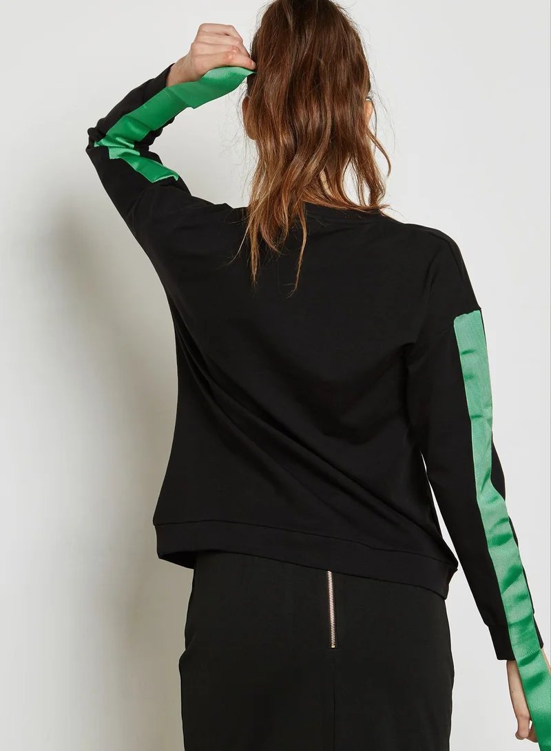 Ginger Contrast Paneled Sleeve Sweatshirt