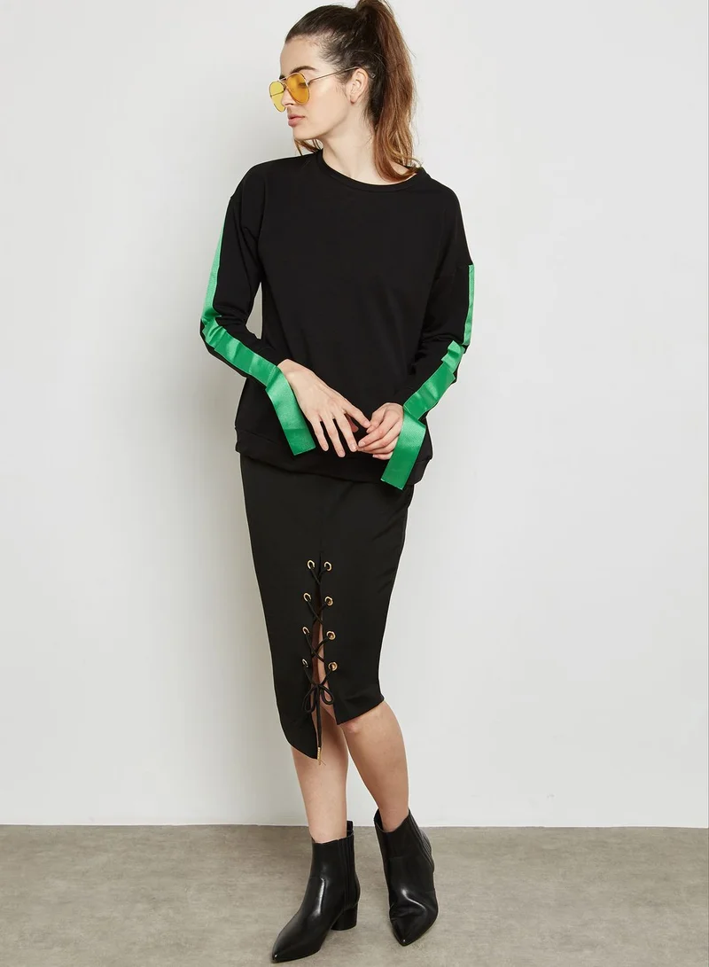 Ginger Contrast Paneled Sleeve Sweatshirt