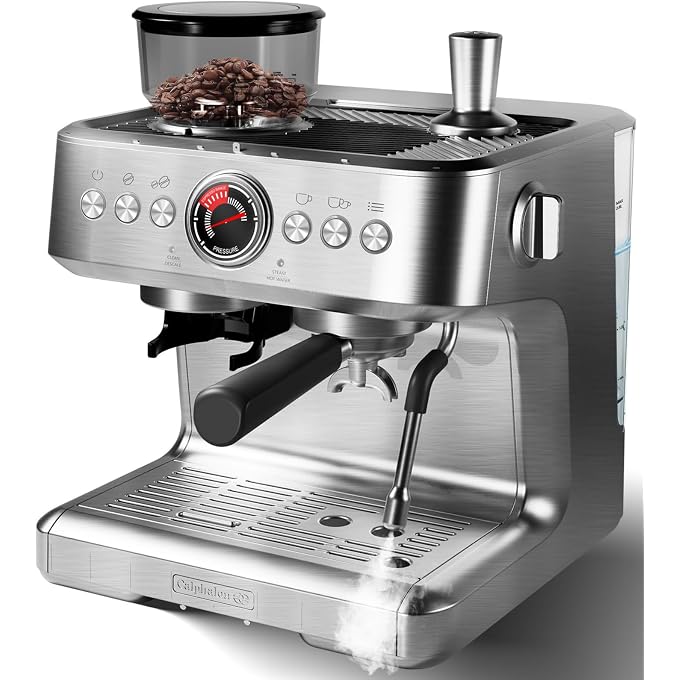 20 Bar Espresso Machine with Grinder & Milk Frother, Coffee Machine with 96Oz Removable Water Tank, Professional Espresso Maker for Home Caf, Stainless Steel Coffee Maker for Cappuccino, Latte - Image 1