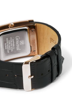 GENEVAL Leather Strap Analog Wrist Watch GLS044RWB - 34mm - Black  - Image 3