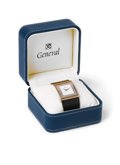 GENEVAL Leather Strap Analog Wrist Watch GLS044RWB - 34mm - Black  - Image 5