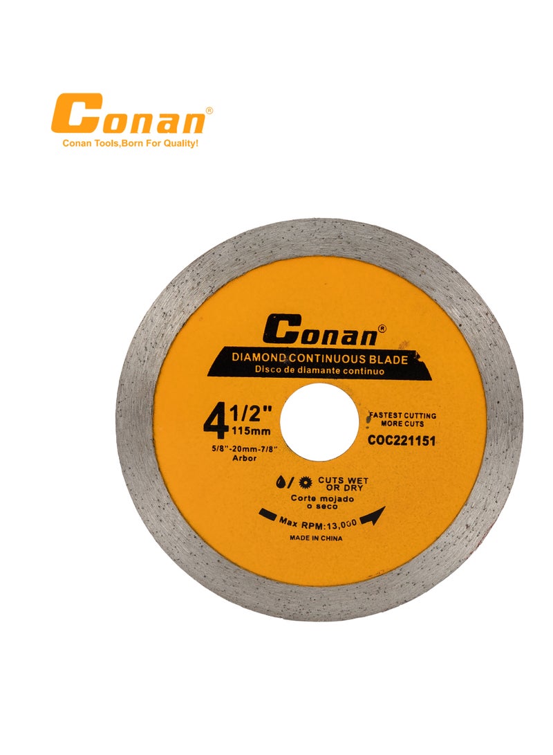 Conan 4.5" Diamond Stone Cutting Disc – Model COC221151, Wet & Dry Use, For Concrete & Stone, Ø115mm - Image 1