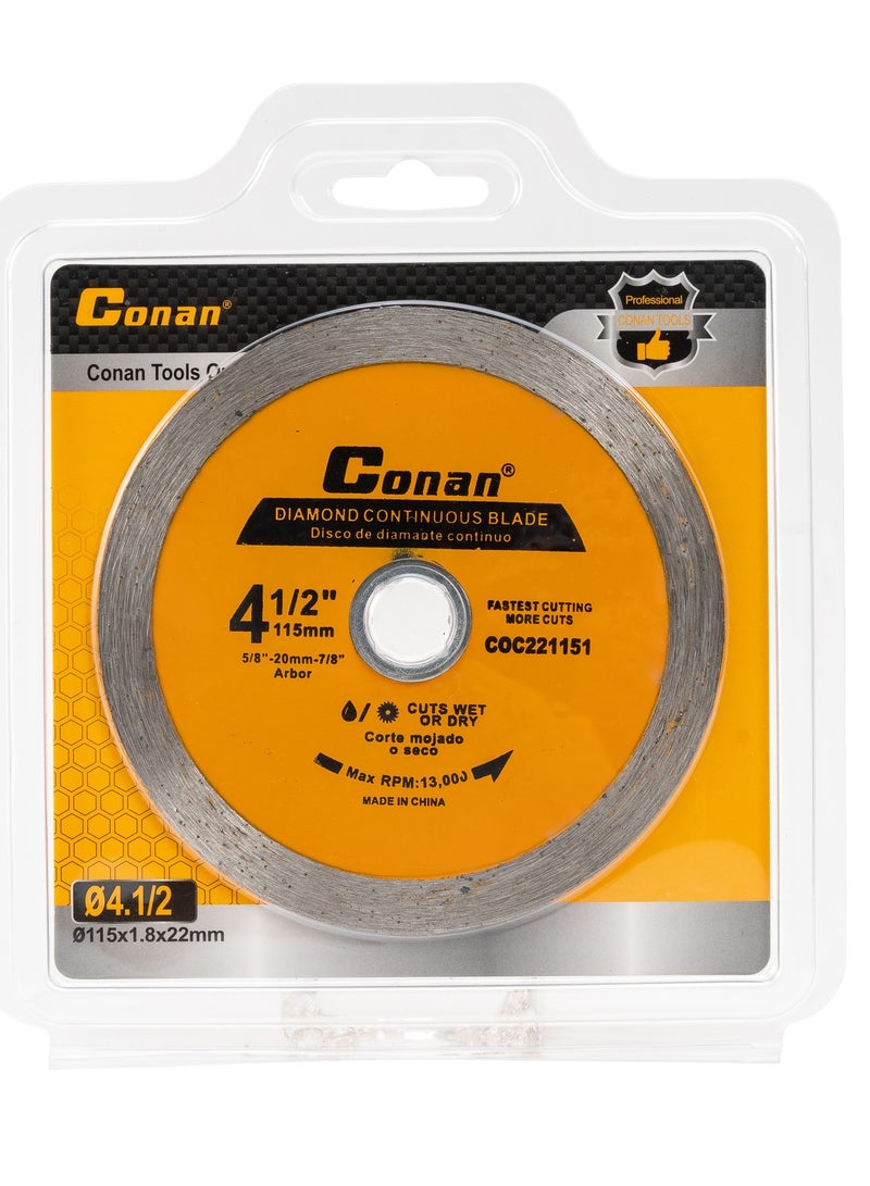 Conan 4.5" Diamond Stone Cutting Disc – Model COC221151, Wet & Dry Use, For Concrete & Stone, Ø115mm - Image 2
