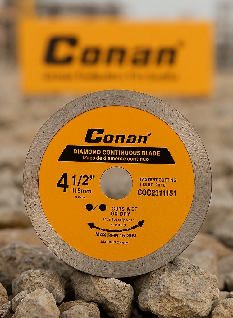Conan 4.5" Diamond Stone Cutting Disc – Model COC221151, Wet & Dry Use, For Concrete & Stone, Ø115mm - Image 3