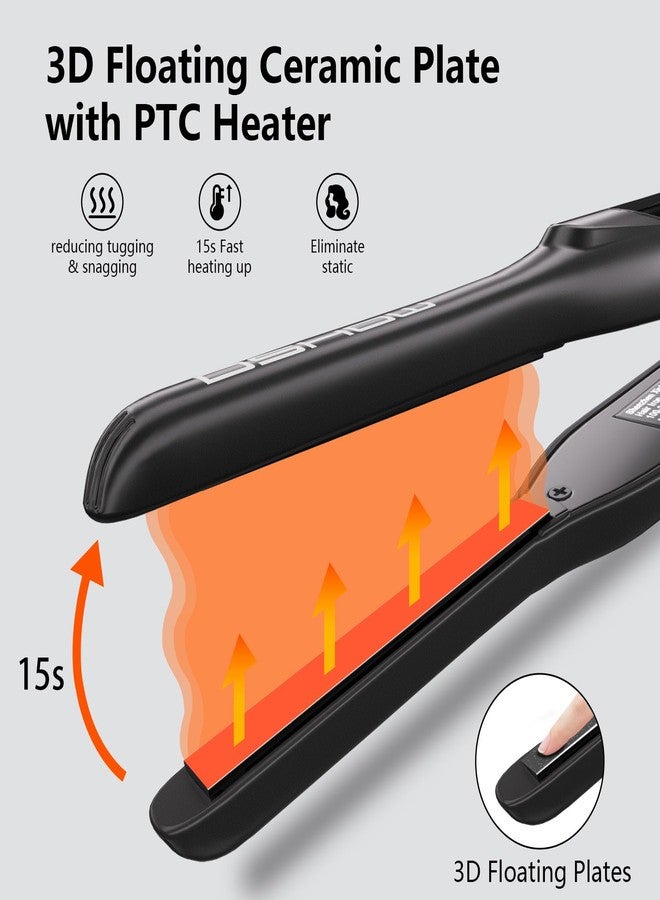 DSHOW Pencil Flat Iron, 3/10" Small Flat Irons for Short Hair, Pixie Cut & Bangs, Anti-Scald Mini Hair Straightener with Glove, Dual Voltage, Adjustable Temp 250-450℉, Auto Shut Off (Black) - Image 3