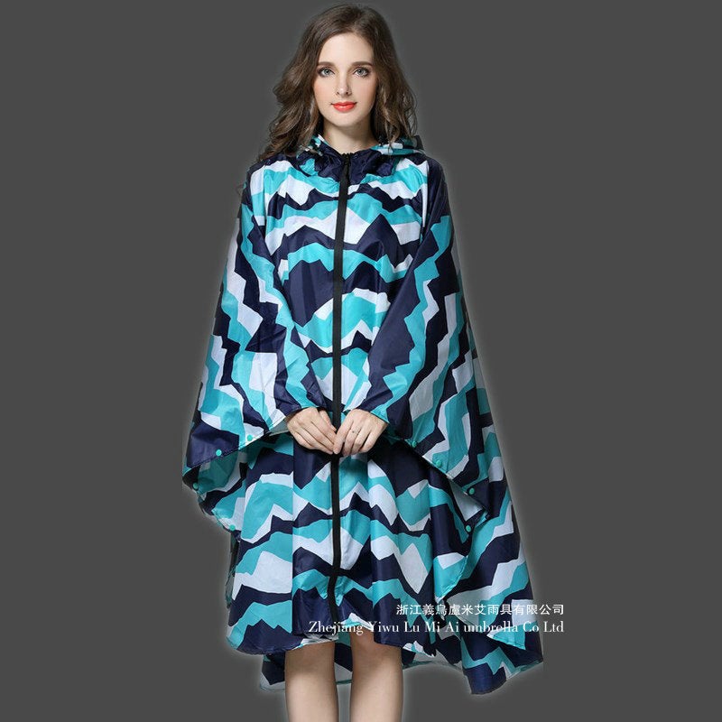 Generic Ultra Thin and Easy to Carry Cross-border Overseas AliExpress Amazon Hot Selling Outdoor Raincoat Poncho for Adult Boys and Girls A01-Blue Mountain Peak 