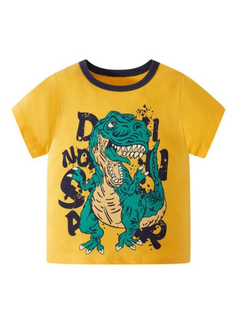 YUNIQEE Yellow Printed  Round Neck T-shirt