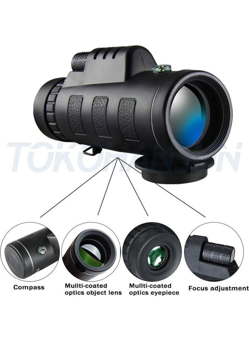 Profisher Monocular Telescope HD Binoculars Bak4 40X60 Tripod Phone Clip  - Image 5