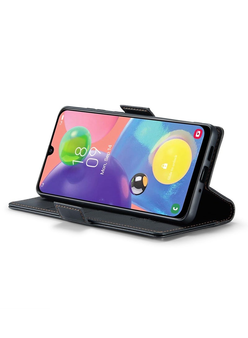 CaseMe Phone Case Luxury PU Leather Design Anti Fingerprint 023 Flip Cover Card Slot Holder Cover For Samsung Galaxy A70 (Black) - Image 3