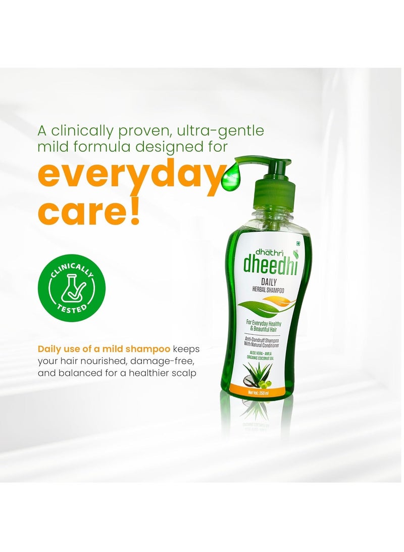 Dhathri Dheedhi Daily Herbal Shampoo for daily use, shampoo for dry and frizzy hair that makes hair healthy & strong, mild shampoo for daily use (250ml) - Image 2