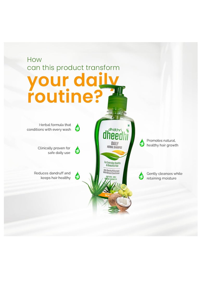 Dhathri Dheedhi Daily Herbal Shampoo for daily use, shampoo for dry and frizzy hair that makes hair healthy & strong, mild shampoo for daily use (250ml) - Image 4