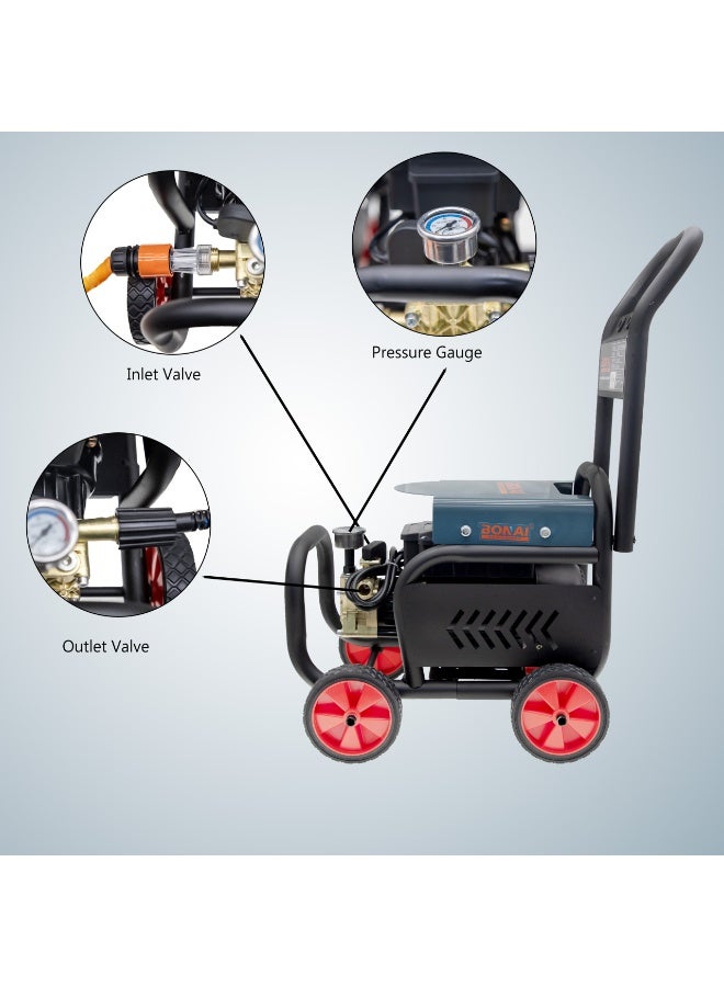 BONAI 3600W High Pressure Washer 350Bar with Heavy-Duty Trolley, High-Pressure Gun, Foam Bottle & Hose for Car Wash, Patio Cleaning, Driveway & Home Outdoor Power Cleaning-BN-HK109 - Image 4