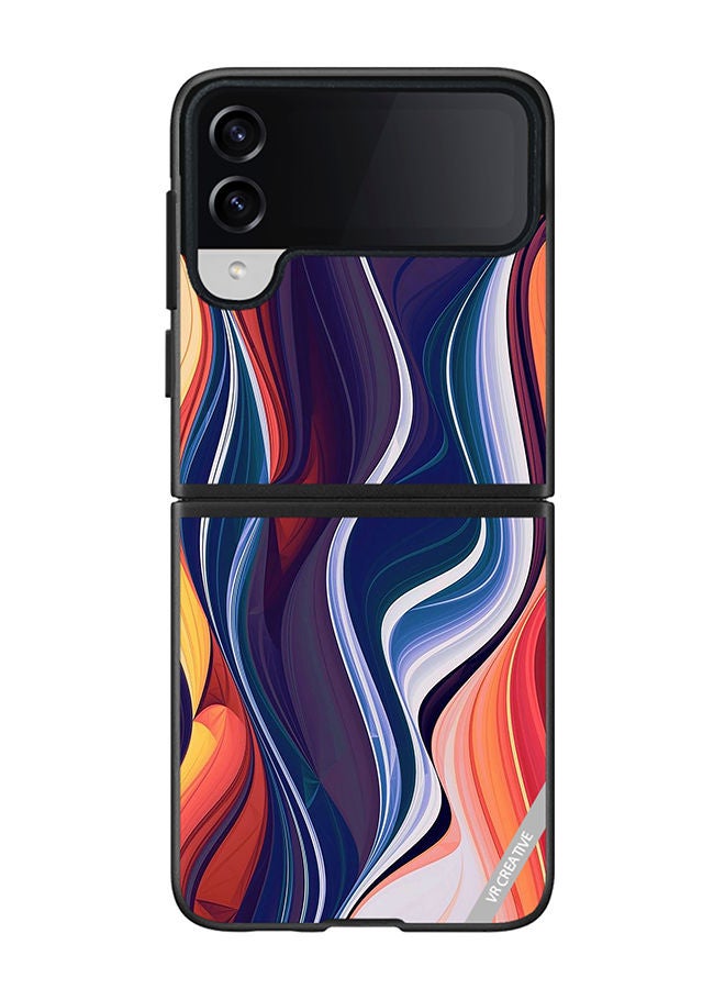 VR CREATIVE Protective Case Cover For Samsung Galaxy Z Flip4 Abstract Design Multicolour - Image 1