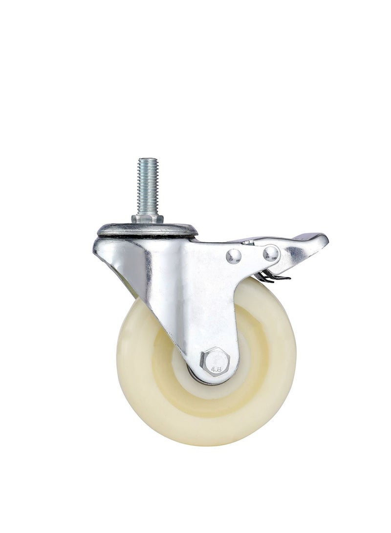 BMB tools 2-Piece 125mm White PP Double Ball Bearing Caster - Swivel with Brake - Screw M12x30mm - Image 2