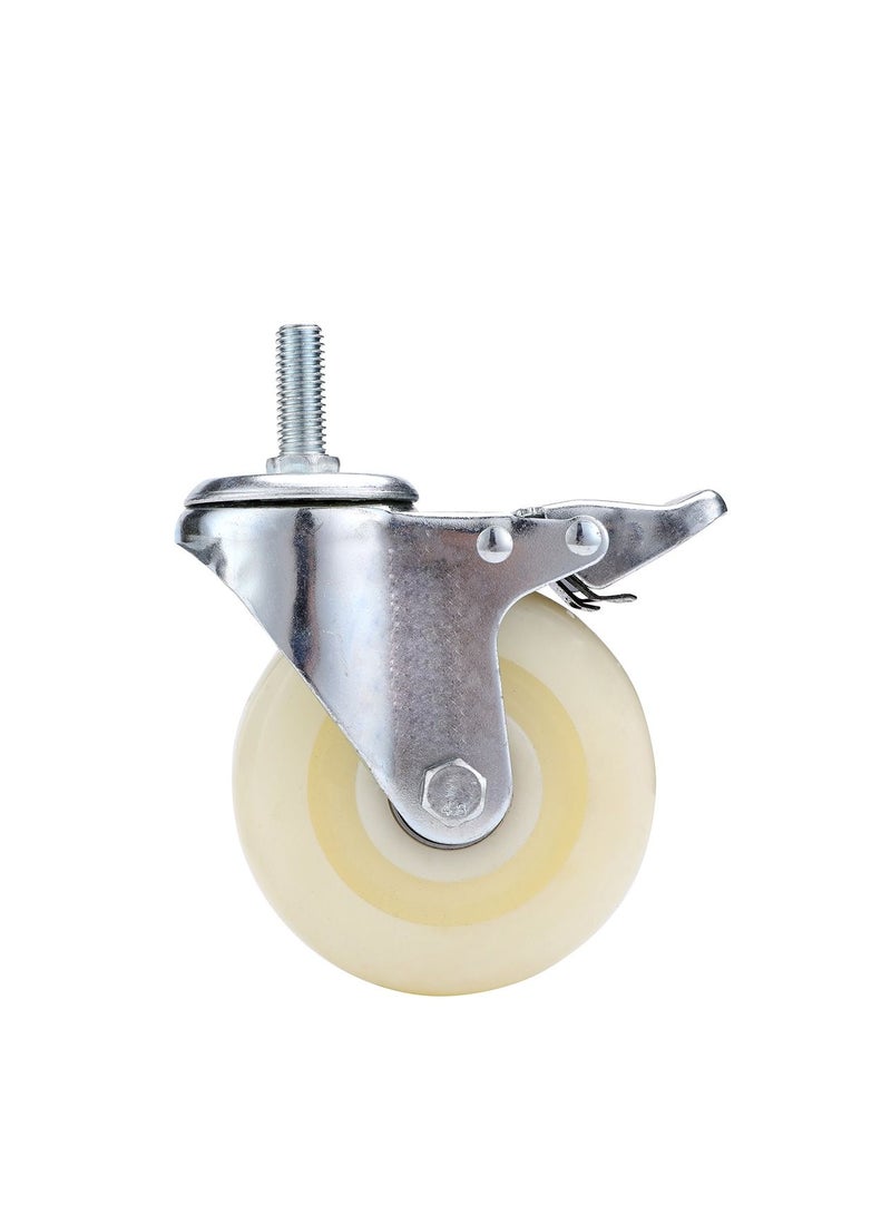 BMB tools 2-Piece 125mm White PP Double Ball Bearing Caster - Swivel with Brake - Screw M12x30mm - Image 3
