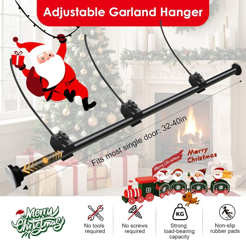 Docaharbour Garland Hanger for Front Door Frame, Adjustable 18"- 40" Heavy-Duty Garland Holder for Door Frame Christmas & Halloween Decorations, Wreaths, Lights, No-Drill, Damage-Free - Image 5