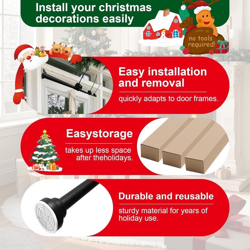 Docaharbour Garland Hanger for Front Door Frame, Adjustable 18"- 40" Heavy-Duty Garland Holder for Door Frame Christmas & Halloween Decorations, Wreaths, Lights, No-Drill, Damage-Free - Image 4