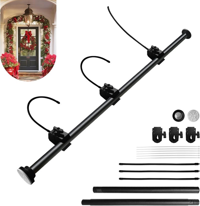 Docaharbour Garland Hanger for Front Door Frame, Adjustable 18"- 40" Heavy-Duty Garland Holder for Door Frame Christmas & Halloween Decorations, Wreaths, Lights, No-Drill, Damage-Free - Image 1