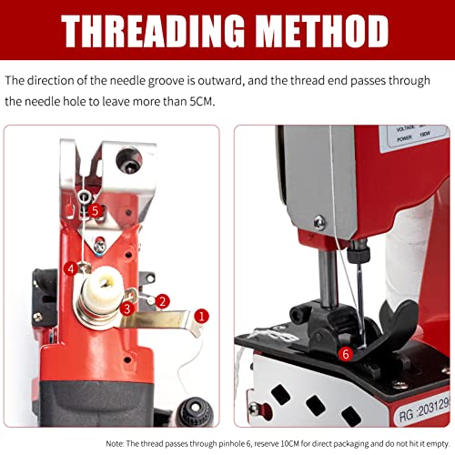 SDRTOP Battery Bag Sewing Closing Machine Cordless Portable Bag Closer Stitcher Packing Machine for Burlap Sack, Canvas,Feed Sacks,Rice Bags, PP Woven Kraft Paper Bag SDRTOP - Image 5